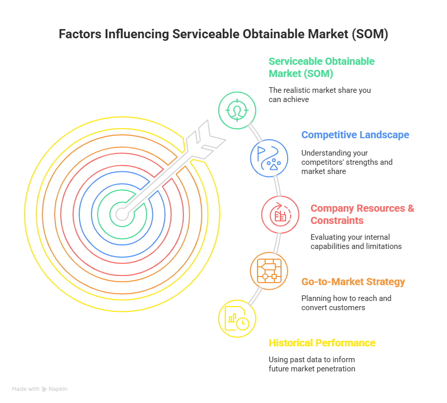 On TAM, SAM, and SOM: Factor that influence Serviceable Obtainable Market (SOM)